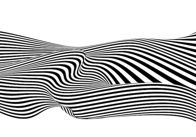 Streszczenie czarno-białe linie op-art wzór wirować falisty szablon Projekt graficzny na białym tle
