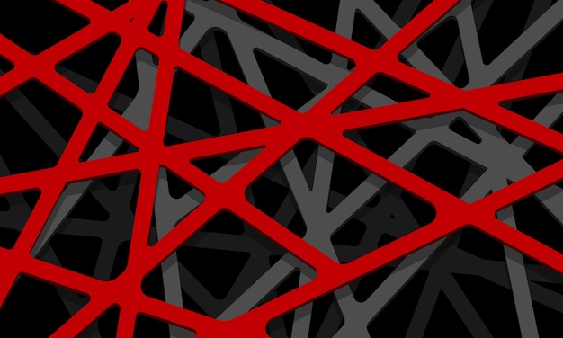 Streszczenie Czerwona Szara Linia Siatki Geometryczne Nakładają Się Na Czarny Projekt Nowoczesny Futurystyczny Wektor Tła
