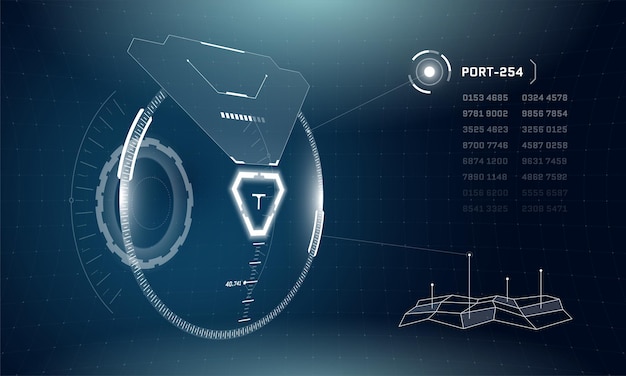 Streszczenie D Futurystyczna Technologia Hud Koło świecące Elementy Cyfrowy Ekran Interfejsu Cyberpunk