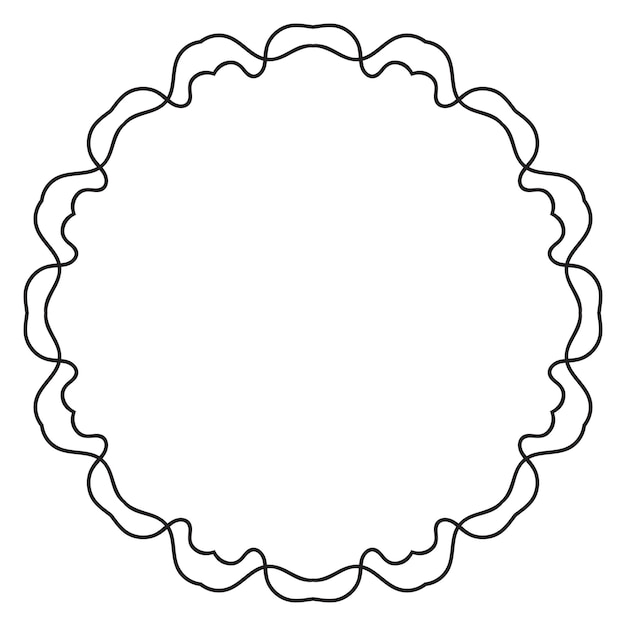 Streszczenie doodle kręcone cienka linia okrągłe ramki na białym tle. Granica mandali.