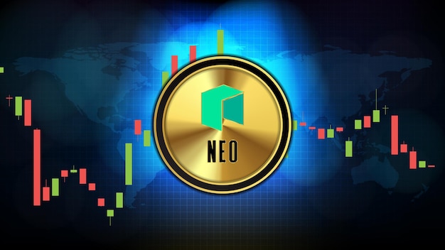 Streszczenie futurystyczne tło technologiczne Neo (NEO) Wykres cen Wykres monety cyfrowej kryptowaluty