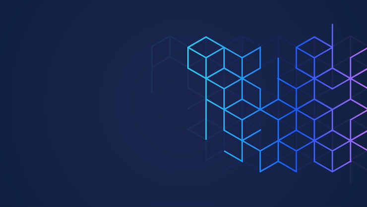 Wektor streszczenie geometryczne tło z izometrycznymi cyfrowymi blokami koncepcja blockchain i nowoczesna technologia ilustracja wektorowa