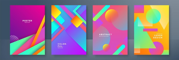 Streszczenie gradientowe wzory geometryczne okładki modne szablony broszury kolorowe futurystyczne plakaty Ilustracja wektorowa