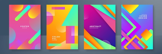 Streszczenie gradientowe wzory geometryczne okładki modne szablony broszury kolorowe futurystyczne plakaty Ilustracja wektorowa