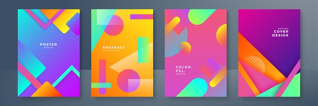 Streszczenie Gradientowe Wzory Geometryczne Okładki Modne Szablony Broszury Kolorowe Futurystyczne Plakaty Ilustracja Wektorowa