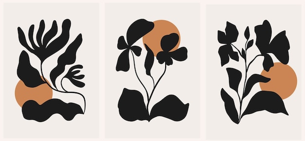 Streszczenie Groovy Kwiatowy Plakaty Nowoczesne Modne Matisse Minimalistyczny Styl Ręcznie Rysowane Projekt Tapety Dekoracje ścienne Drukuj Pocztówkę Szablon Okładki Banner