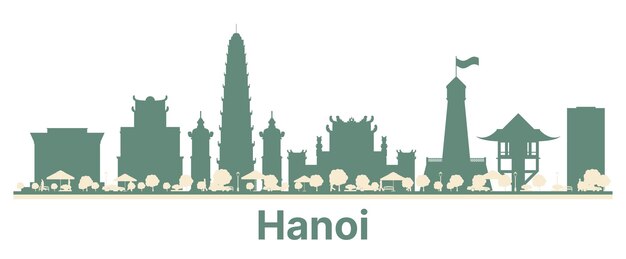 Plik wektorowy streszczenie hanoi wietnam city skyline z kolorowymi budynkami