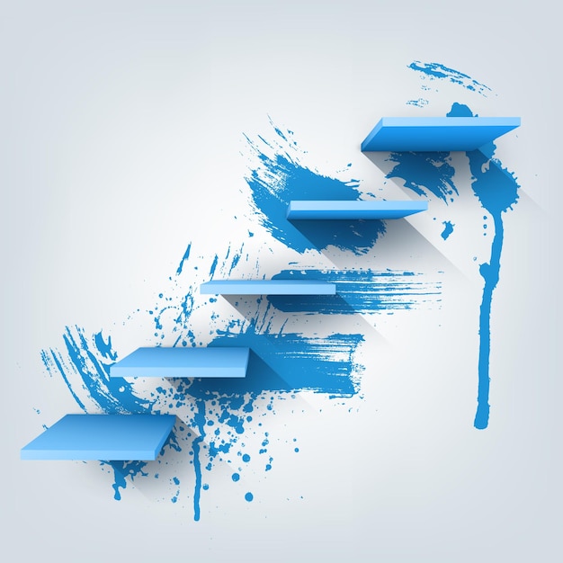 Plik wektorowy streszczenie ilustracji wektorowych kompozycja schodów 3d z teksturą rozprysków farby