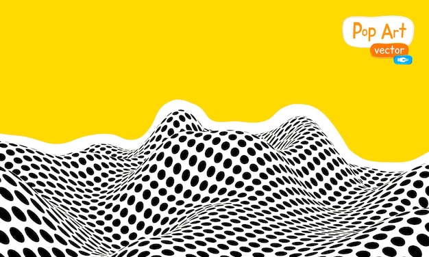 Streszczenie Ilustracji Wektorowych Op-art, żółto-pomarańczowe Tło. Pop-art Ilustracja Półtonów Fala Ilustracja 3d.