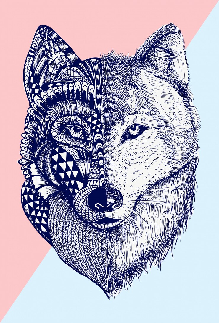 Streszczenie ilustracji wilka,