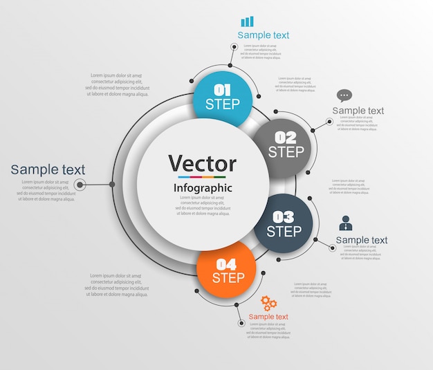 Streszczenie Infografiki Numer Opcji Szablon Z Czterech Kroków