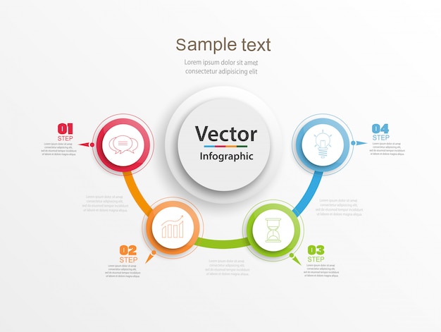 Streszczenie Infografiki Numer Opcji Szablon Z Kolorowe Koła I 5 Kroków