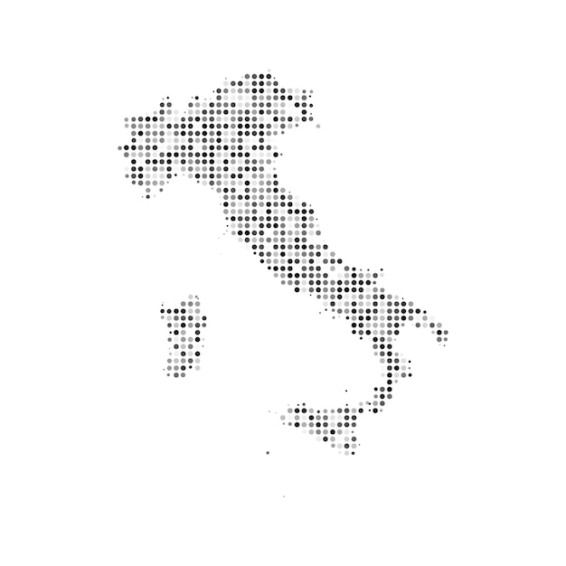 Streszczenie Kropkowana Czarno-biała Mapa Wektorowa Z Efektem Półtonów We Włoszech Mapa Kraju Cyfrowa Kropkowana Ilustracja Wektorowa Projektu
