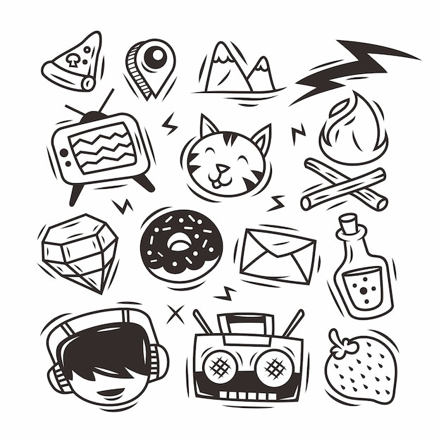 streszczenie kulas ręcznie rysowane doodle