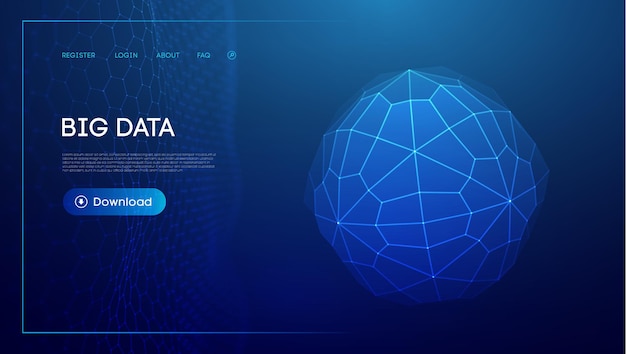 Streszczenie low poly sphere digital network background Geometryczne futurystyczne niebieskie tło tecgnology Low poly wire frame vector design