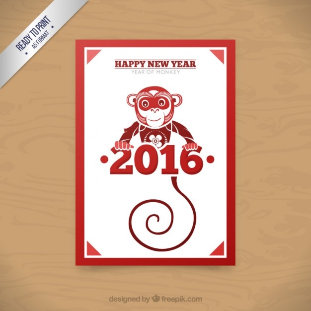 Plik wektorowy streszczenie małpa chiński rok karty w kolorze czerwonym