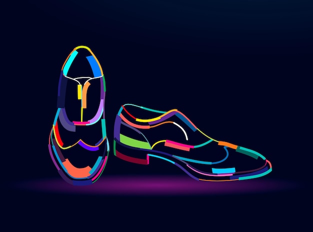 Streszczenie męskie buty z wielobarwnych farb kolorowy rysunek Ilustracja wektorowa farb