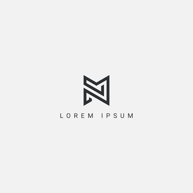 Streszczenie MN NM list prosty styl wektor szablon projektu logo