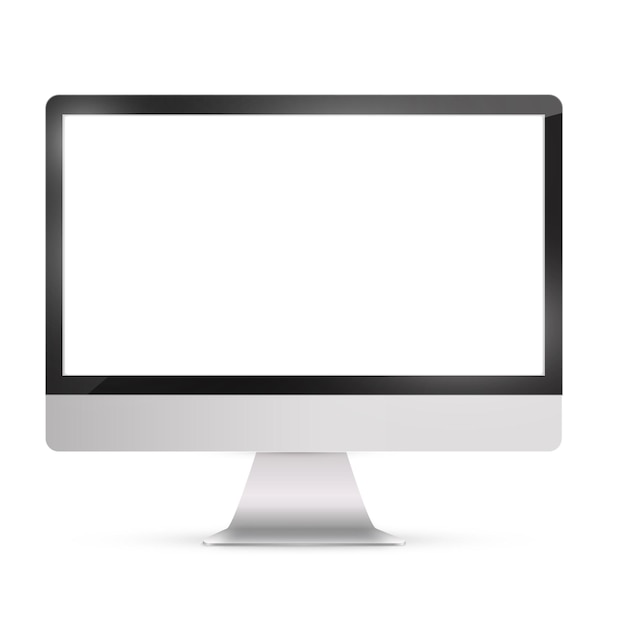 Streszczenie monitorSilver kolor z czarnym pustym ekranem dotykowym izolowany na białym tle Realistyczna makieta ilustracji wektorowych
