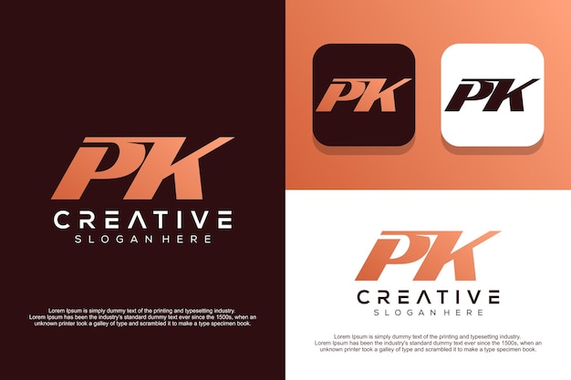 Plik wektorowy streszczenie monogram list pk projektowanie logo