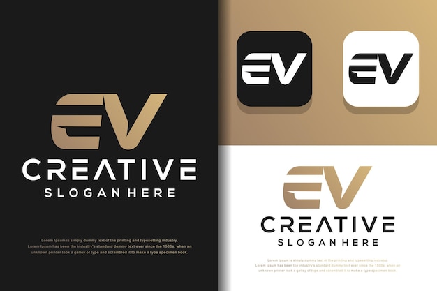 Streszczenie Monogram List Projekt Logo Ev