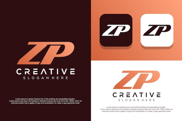 Streszczenie Monogram List Projektowanie Logo Zp