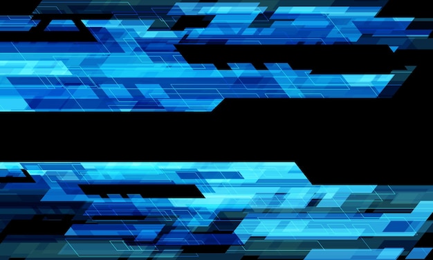 Streszczenie niebieskie światło cyber geometryczne na czarnym projekcie nowoczesnej futurystycznej technologii tło wektor