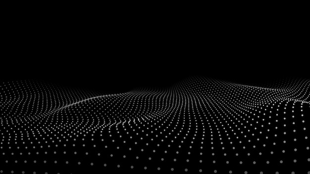 Streszczenie niebieskie tło poruszających się cząstek Futurystyczna kropkowana fala 3D Duże dane Ilustracja wektorowa