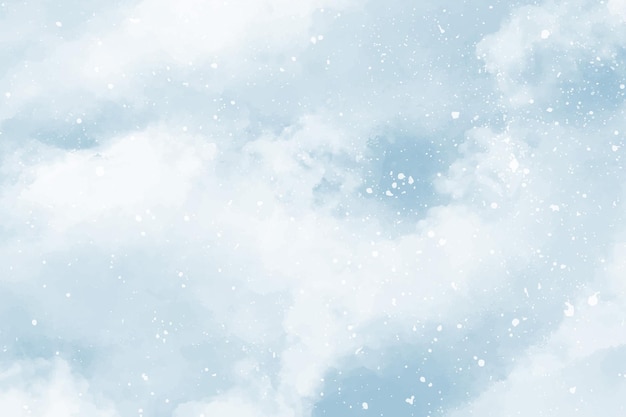 Plik wektorowy streszczenie niebieskie zimowe tło akwarela niebo wzór ze śniegiem