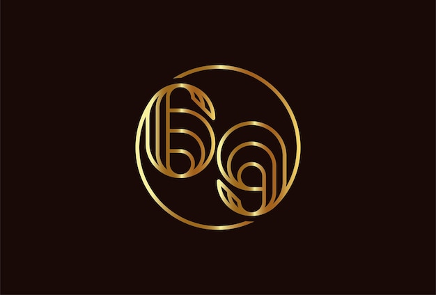 Streszczenie Numer 69 Złote Logo, Styl Linii Monogram Numer 69 Wewnątrz Okręgu