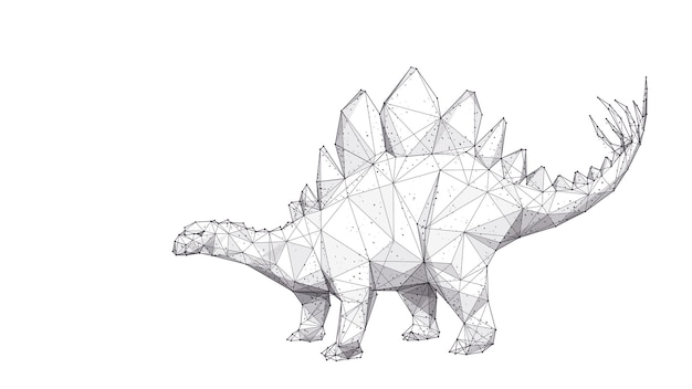 Plik wektorowy streszczenie ogromny stegozaur 3d z talerzami i kolcami izolowanymi w białym tle low poly stegosaur