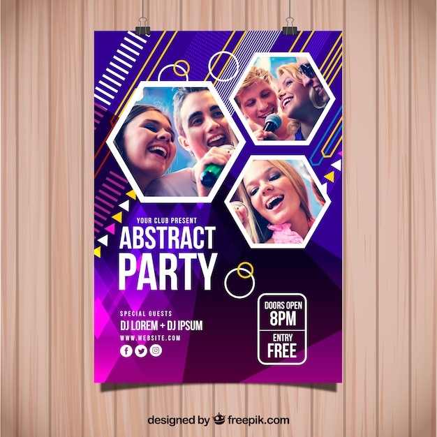 Streszczenie party plakat szablon ze zdjęciem
