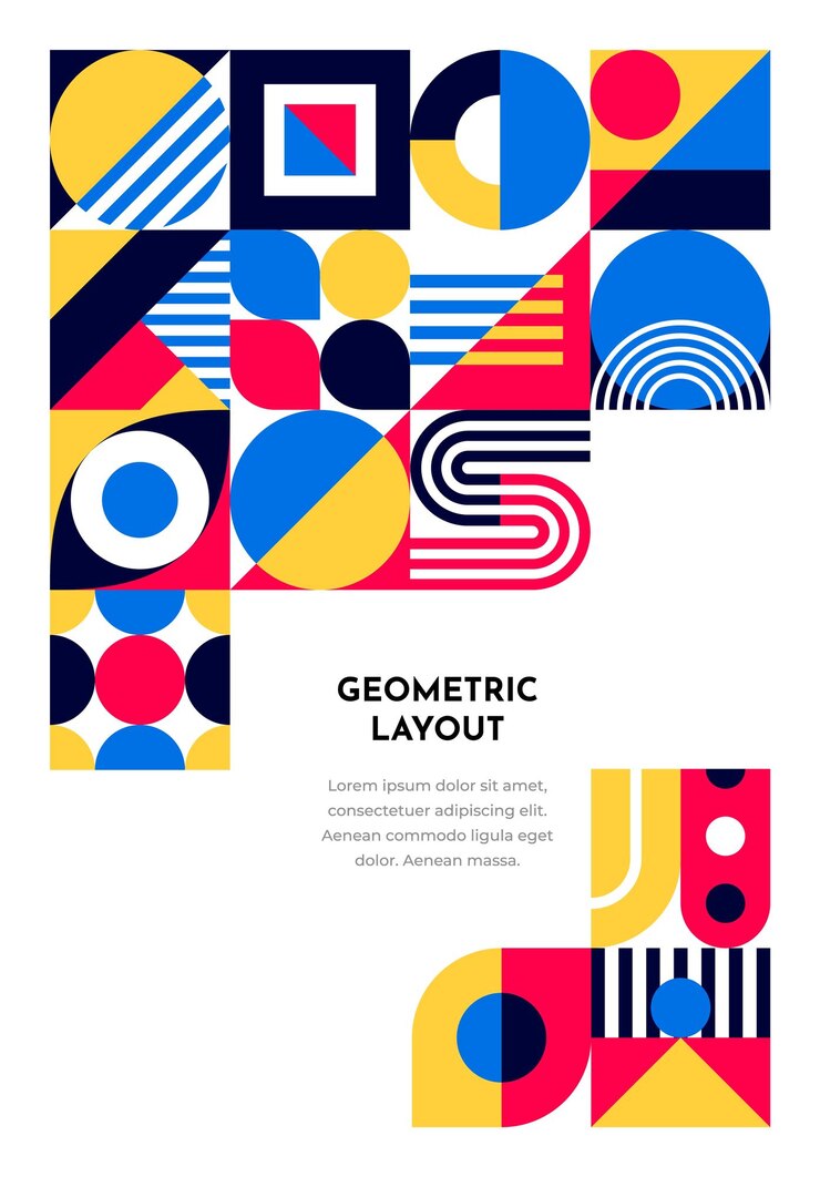 Wektor streszczenie plakat baner bauhaus wzór geometryczny