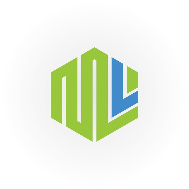 Plik wektorowy streszczenie początkowa litera ml lub lm logo w zielono-niebieskim kolorze na białym tle