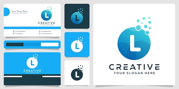 Streszczenie Początkowe Litery L Biała Bańka Logo Szablon I Wizytówka