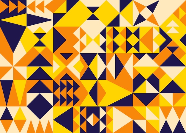 Streszczenie proste geometryczne trójkąty i kwadraty kolorowe wektor wzór w stylu Bauhaus