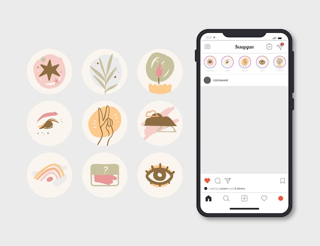 Streszczenie ręcznie rysowane wyróżnia instagram