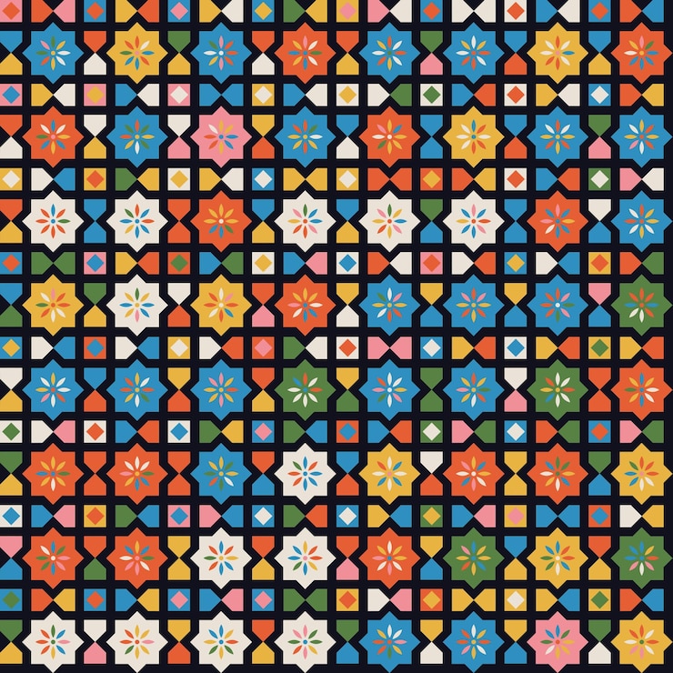 Wektor streszczenie retro geometryczny wzór. jasne kolorowe nostalgiczne tło.