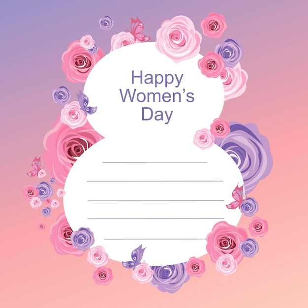 Streszczenie Różowy Kwiatowy Kartkę Z życzeniami Międzynarodowy Szczęśliwy Dzień Kobiet 8 Marca