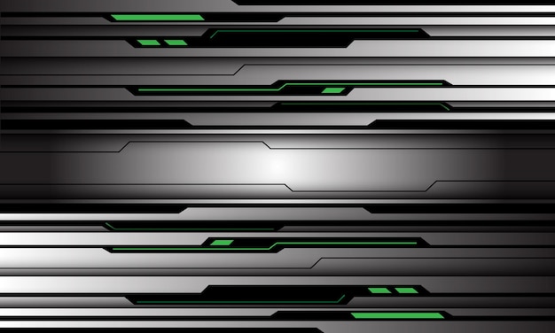 Streszczenie srebrny czarny obwód zielone światło linia cyber projekt technologia futurystyczny tło wektor