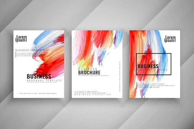 Plik wektorowy streszczenie stylowy kolorowy trzy biznes broszura zestaw