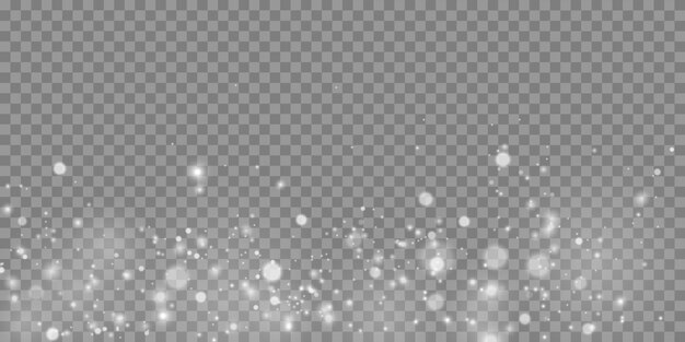 Streszczenie świecące światła bokeh. Efekt światła bokeh na przezroczystym tle. Świąteczne białe tło świecące.