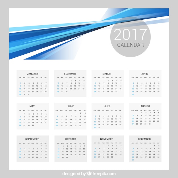 Plik wektorowy streszczenie szablon kalendarza 2017