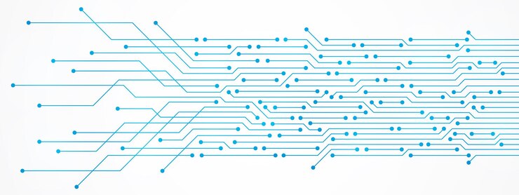 Wektor streszczenie technologia tło, niebieski wzór płytki drukowanej, mikroczip, linia energetyczna