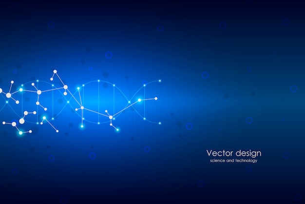Streszczenie Tło Cząsteczki, Związki Genetyczne I Chemiczne, Połączone Linie Z Kropkami, Koncepcja Medyczna, Technologiczna I Naukowa,