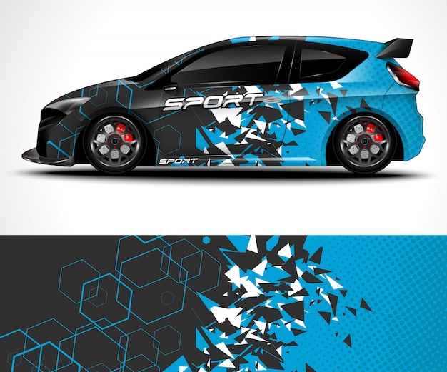 Streszczenie Tło Dla Wyścigów Sport Car Wrap Projekt I Barwa Pojazdu