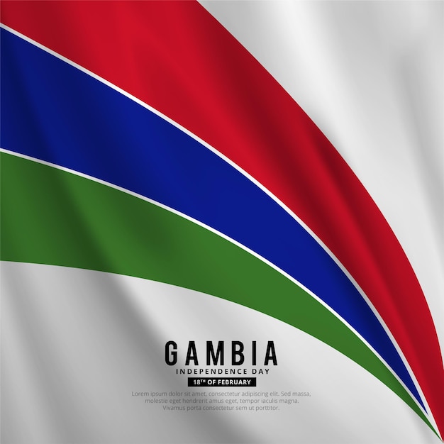 Streszczenie Tło Projektu Gambia Dzień Niepodległości Z Falistym Wektorem Flagi