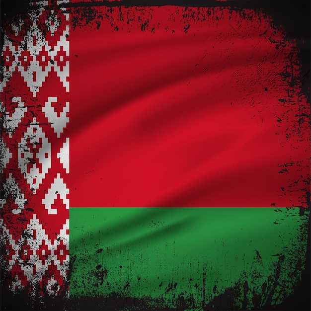 Streszczenie Tło Wektor Flaga Białorusi Z Stylu Obrysu Grunge. Dzień Niepodległości Białorusi Wektor