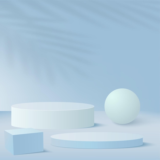 Streszczenie tło z niebieskim kolorem geometryczne podium 3d. Ilustracja wektorowa.