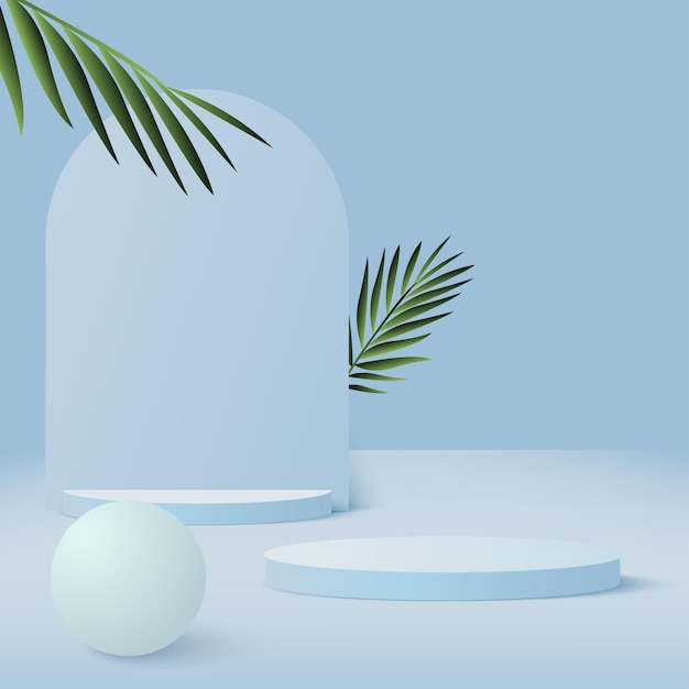 Streszczenie tło z podium geometryczne 3d kolor niebieski.